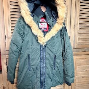 Canada weather gear warm Ski & Snow parka Jacket with faux Fur Trim-SZ-small